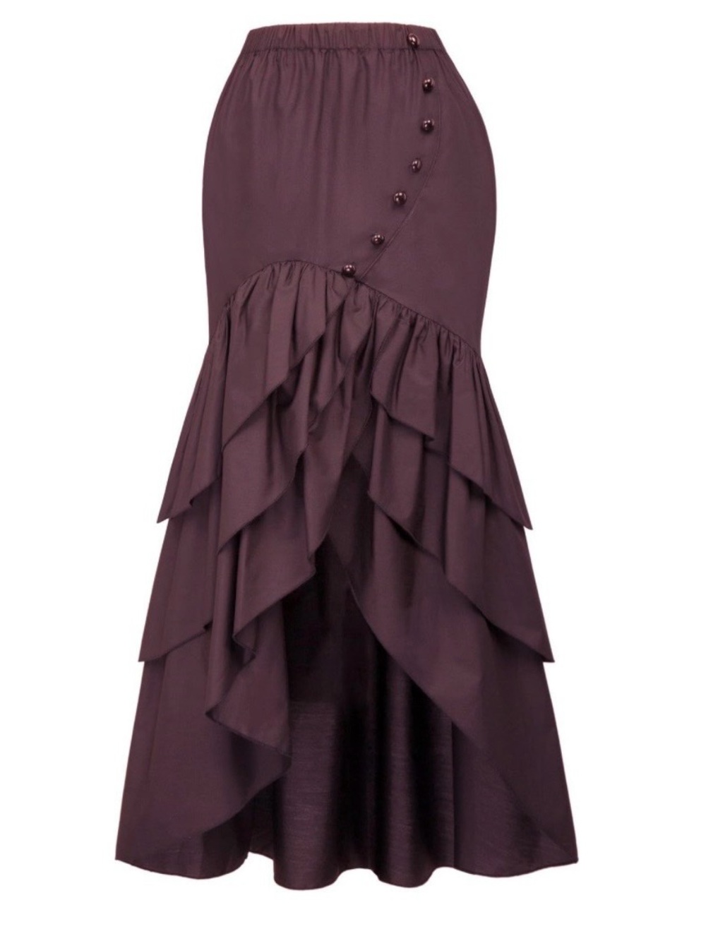 Belle Poque Vintage Steampunk Gothic Victorian Ruffled High-Low Skirt